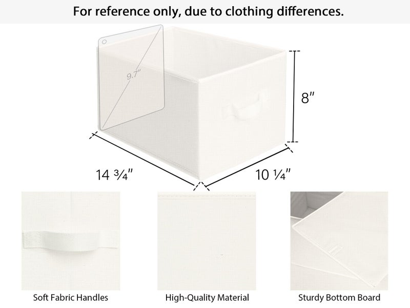 StorageWorks Storage Bins for Organizing, Decorative Storage Baskets for Shelves, Fabric Closet Bins with Handles, White, 3-Pack - Image 2